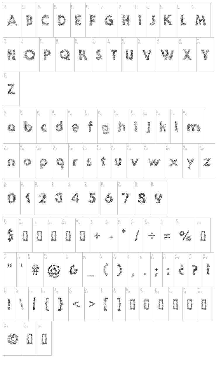 Ghotic Sketch font map